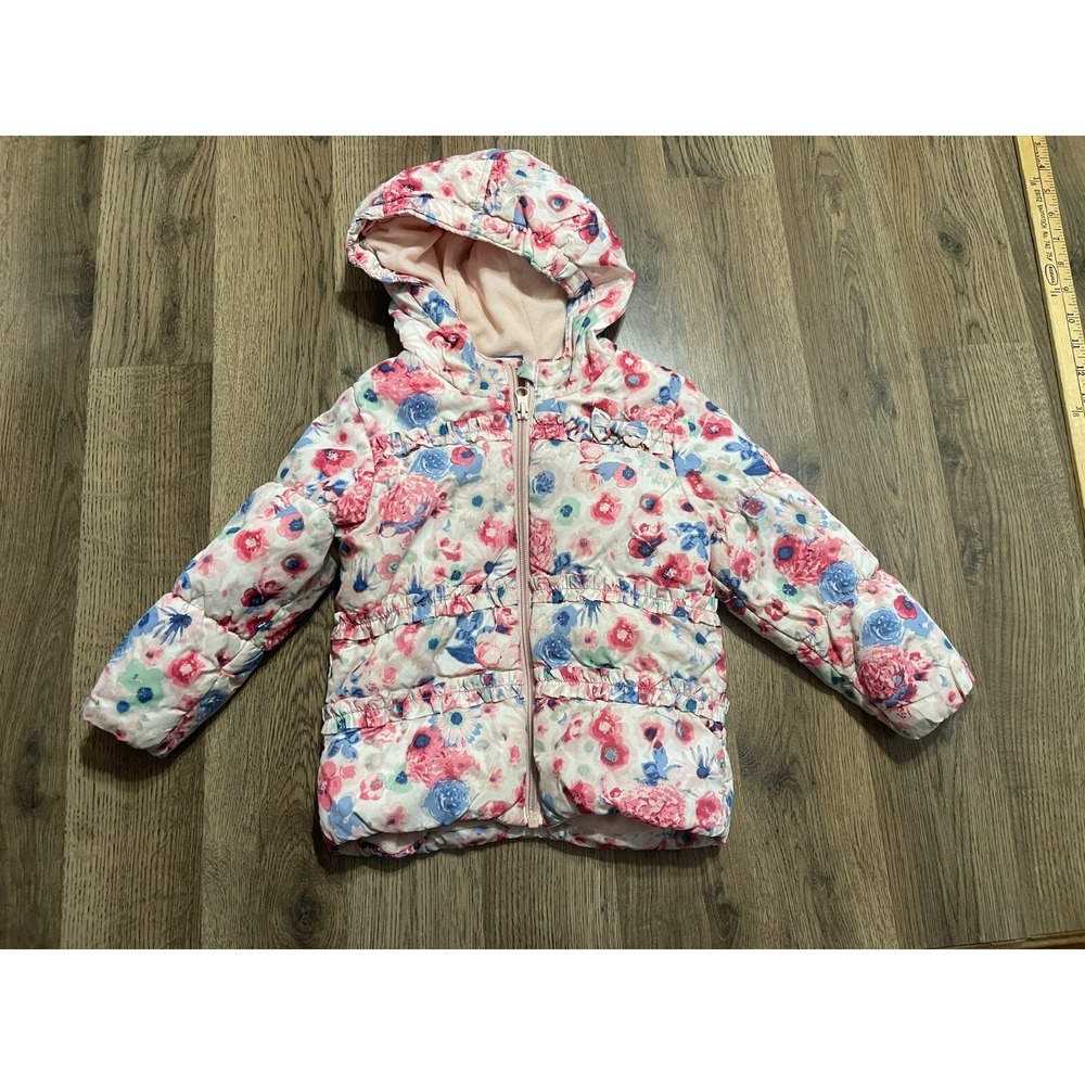 TOM TAILOR Hoodie, Baby Girls Size 24M, White Pink Blue, Floral, Full Zip